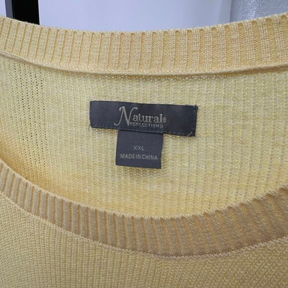 Natural Reflection Long Sweater Pastel Yellow Women XXL Knitted Pullover Stretch - Picture 6 of 8